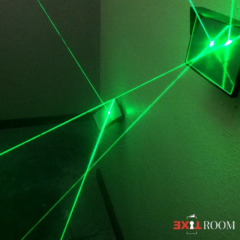 Laser beams cross a dark room at ExitRoom